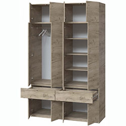 Фото Шафа Брайт 1600х520х2400 з полицями Дуб Крафт Сірий