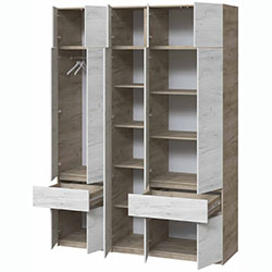 Фото Шафа Брайт 1821х520х2400 з полицями Дуб Крафт Сірий + Дуб Крафт Білий