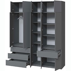 Фото Шафа Брайт 2121х520х2400 з полицями Антрацит