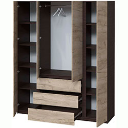 Фото Шафа Брайт 1640х520х2000 Венге + Дуб Крафт Сірий