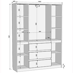 Фото Шафа розпашна Смузі 29-1400 Урбан Лайт + Білий