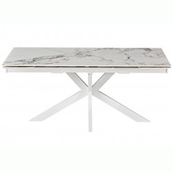 Стіл обідній розкладний Квант Білий + Кераміка Нефрит Білий Grace