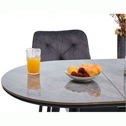 Фото Стіл обідній Тітан Grace Чорний + Кераміка Армані Грей