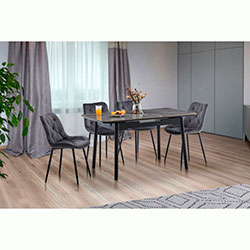 Фото Стіл обідній Нептун 110x75 Чорний + Кераміка Армані Грей Grace