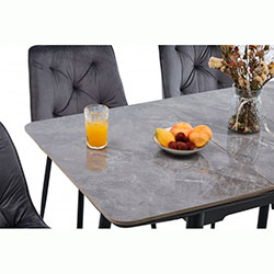 Фото Стіл обідній Нептун 110x75 Чорний + Кераміка Армані Грей Grace