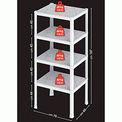 Фото Стелаж пластиковий Piano з 4 полицями Білий