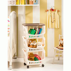 Фото Етажерка на коліщатах Tidy з 3 полицями Сіро-бежевий