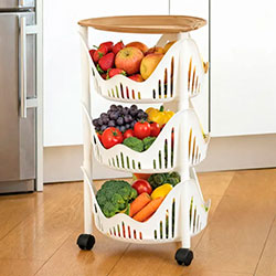 Фото Етажерка на коліщатах Cucinotto з 3 полицями Сіро-бежевий