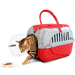 Фото Переноска для тварин пластикова Tour Бордовий