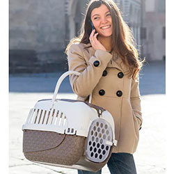 Фото Переноска для тварин пластикова Tour Сіро-бежевий