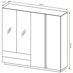 Фото Шафа для одягу Арко / Arco 4-дверна з дзеркалом 4D2S/220