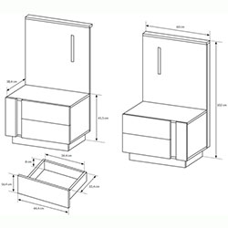 Фото Тумби приліжкові 2 шт. з підсвіткою Арко / Arco з 4 шухлядами 2S/60