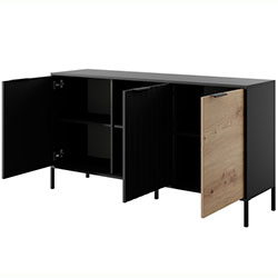 Фото Комод Рейв / Rave 3D/153 Чорний + Дуб Артизан