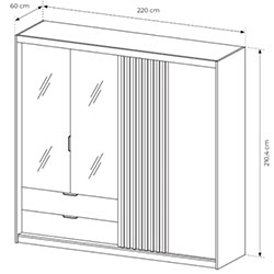 Фото Шафа напівкупе для одягу Таллі / Tally з дзеркалом 4D2S/220