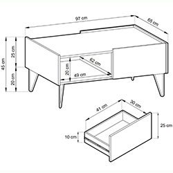 Фото Стіл журнальний Гармоні / Harmony 2Ш L97