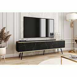 Фото Тумба під телевізор Оро / Oro 3Д RTV175 Чорний Мармур Роял
