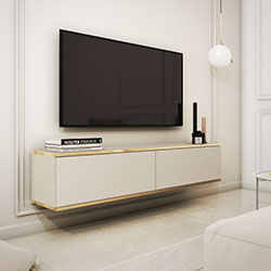 Фото Тумба під телевізор навісна Оро / Oro 2Д RTV135 Бежевий