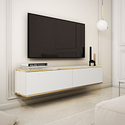 Фото Тумба під телевізор навісна Оро / Oro 2Д RTV135 Білий