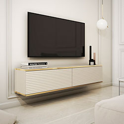 Фото Тумба під телевізор навісна Оро / Oro 2Д RTV135 MDF Бежевий