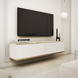 Фото Тумба під телевізор навісна Оро / Oro 2Д RTV135 MDF Білий