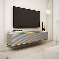 Фото Тумба під телевізор навісна Оро / Oro 2Д RTV135 MDF Сірий