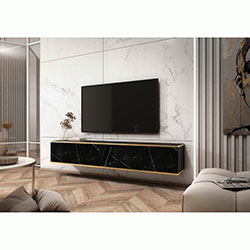 Фото Тумба під телевізор навісна Оро / Oro 3Д RTV175 Чорний Мармур Роял