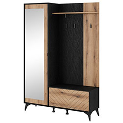 Фото Передпокій з дзеркалом Даймонд / Diamond 2Д Чорний + Дуб Евок