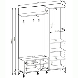 Фото Передпокій з дзеркалом Даймонд / Diamond 2Д Чорний + Дуб Евок
