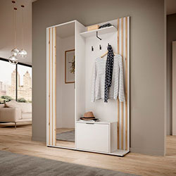 Фото Передпокій з дзеркалом Неллі / Nelly 2Д Білий + Дуб Артизан