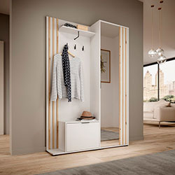 Фото Передпокій з дзеркалом Неллі / Nelly 2Д Білий + Дуб Артизан