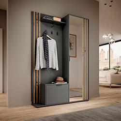 Фото Передпокій з дзеркалом Неллі / Nelly 2Д Графіт + Дуб Артизан