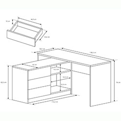 Фото Стіл офісний письмовий Тео / Teo 3S/138 Білий