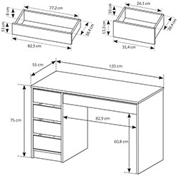 Фото Стіл туалетний письмовий Ада / Ada 5S/120 Антрацит