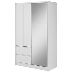 Шафа напівкупе для одягу Сара / Sara 130 3Д з дзеркалом Білий