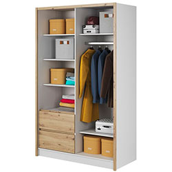 Фото Шафа напівкупе для одягу Сара / Sara 130 3Д з дзеркалом Білий + Дуб Артизан