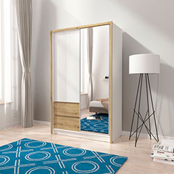 Фото Шафа напівкупе для одягу Сара / Sara 130 3Д з дзеркалом Білий + Дуб Артизан