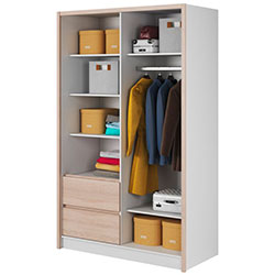Фото Шафа напівкупе для одягу Сара / Sara 130 3Д з дзеркалом Білий + Дуб Сонома