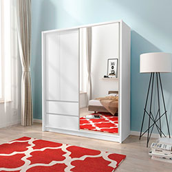 Фото Шафа напівкупе для одягу Сара / Sara 150 3Д з дзеркалом Білий