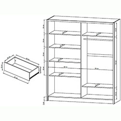 Фото Шафа напівкупе для одягу Сара / Sara 180 3Д з дзеркалом Білий + Дуб Сонома