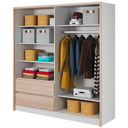 Фото Шафа напівкупе для одягу Сара / Sara 200 3Д з дзеркалом Білий + Дуб Сонома