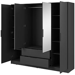 Фото Шафа для одягу Келлі / Kelly 4DL з дзеркалом Графіт