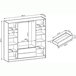 Фото Шафа для одягу Келлі / Kelly 4DL з дзеркалом Дуб Артизан
