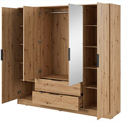 Фото Шафа для одягу Келлі / Kelly 4DL з дзеркалом Дуб Артизан