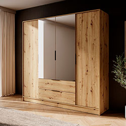 Фото Шафа для одягу Келлі / Kelly 4DL з дзеркалом Дуб Артизан