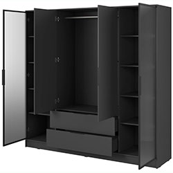 Фото Гардеробна Келлі / Kelly 4DRD з прозорими дверцятами Графіт
