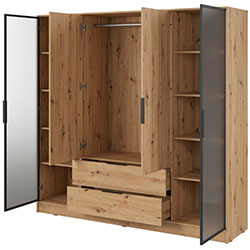 Фото Гардеробна Келлі / Kelly 4DRD з прозорими дверцятами Дуб Артизан
