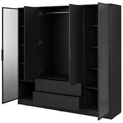 Фото Гардеробна Келлі / Kelly 4DRD з прозорими дверцятами Чорний