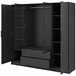 Фото Гардеробна Келлі / Kelly 4DRM з прозорими дверцятами та реєю Графіт