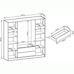 Фото Гардеробна Келлі / Kelly 4DRM з прозорими дверцятами та реєю Чорний