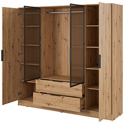 Фото Гардеробна Келлі / Kelly 4DRM з прозорими дверцятами та реєю Дуб Артизан